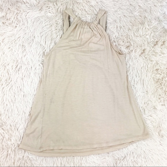 WET SEAL Tan Beaded Tank Blouse Size Small - Picture 7 of 8